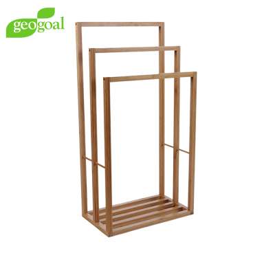 Bamboo Standing Towel Rack 3 hanger