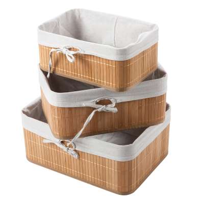 Bamboo foldable basket Set of 3 Natural Color Folding basket