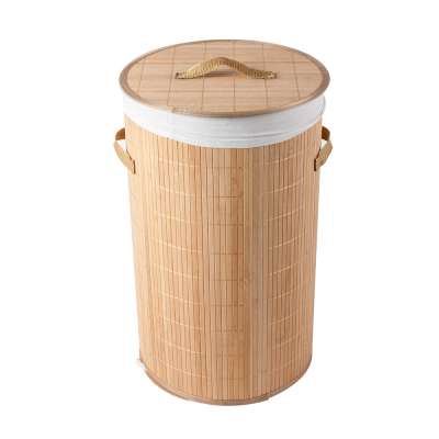 Promotion Bamboo Laundry basket Flat Packing Foldable Natural bamboo basket