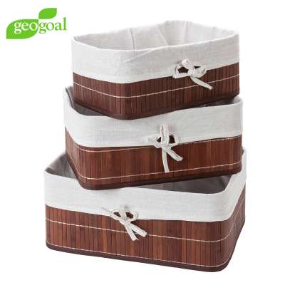 Rectangle Foldable Nature BAMBOO Laundry Storage Basket - S