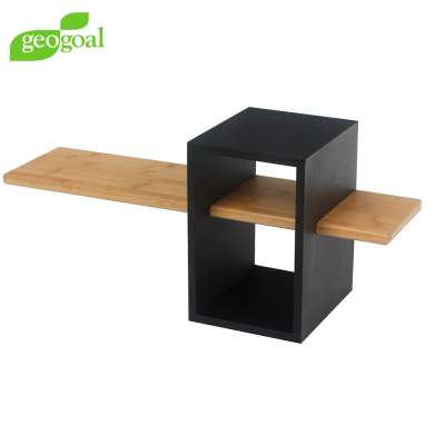 Modern Design Decorative Wall Hanging Cube with Solid Bamboo Shelf Display Wall Shelf